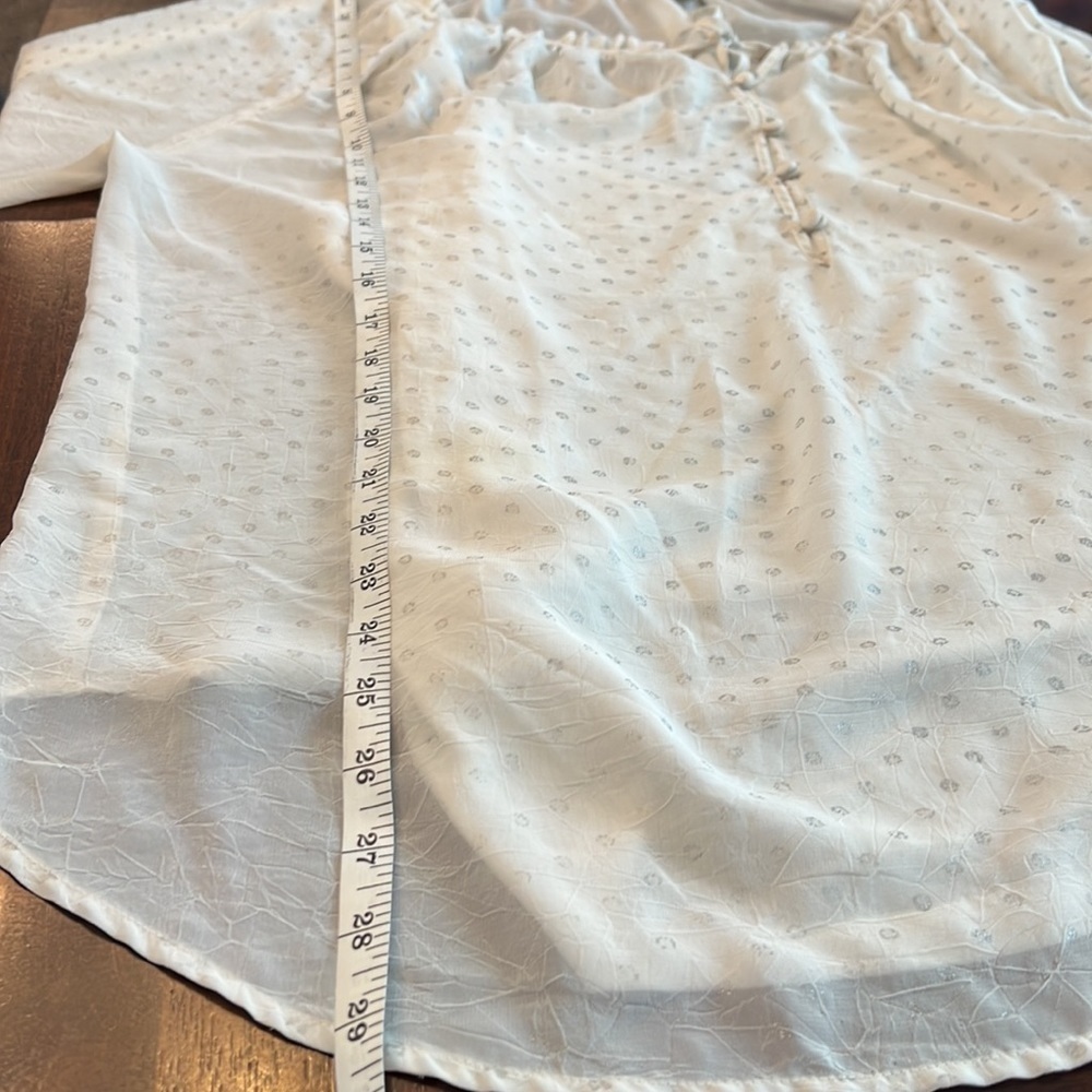 Liz Claiborne | Cream Chiffon Silver Polka Dot Tunic Top with Cami | Size 1X - Picture 11 of 11